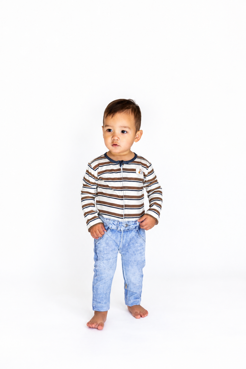 Emerson One Piece Printed Jeans & Cocoa Stripe Tee