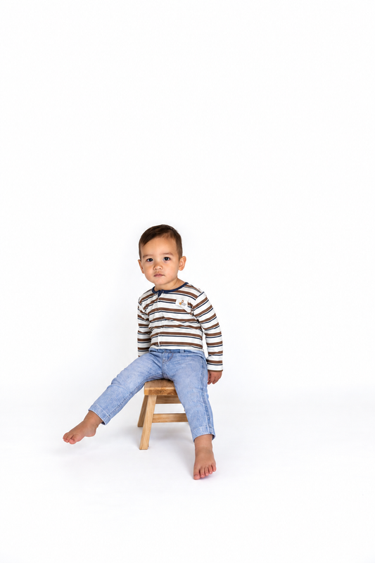 Emerson One Piece Printed Jeans & Brown Stripe Tee